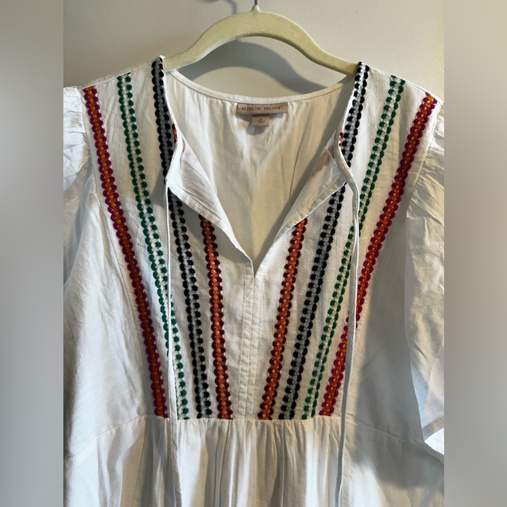 Knox Rose White Cotton Boho Chic Dress - Picture 2 of 5